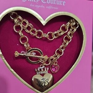 Juicy Couture Gold and Pink Heart Necklace